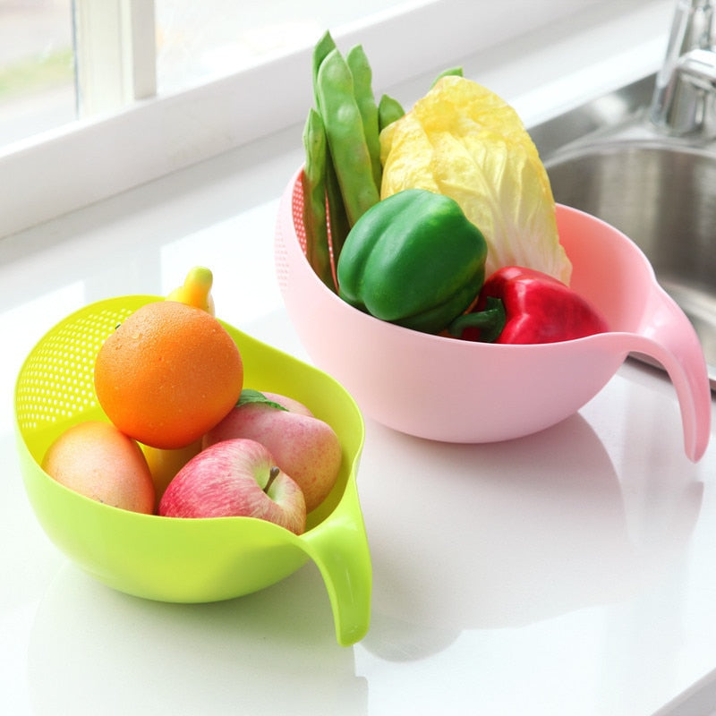 Silicone Colander Drain Basket With Handle - hari kitch