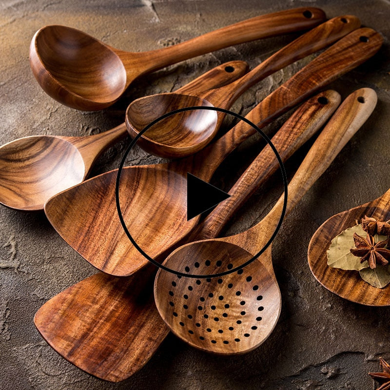 Teak natural wood tableware spoon - hari kitch