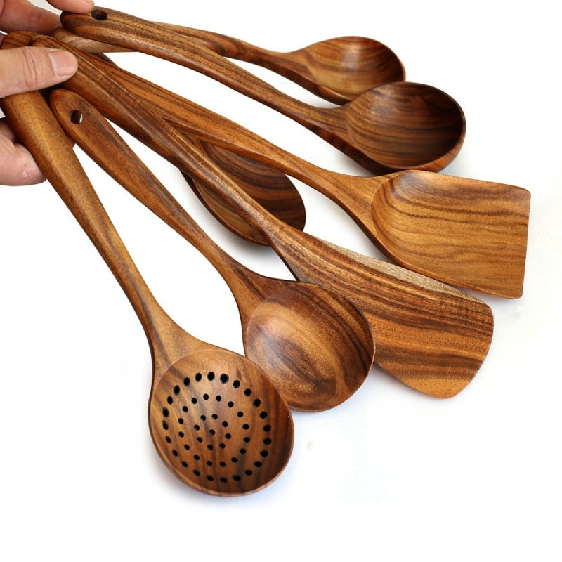 Teak natural wood tableware spoon - hari kitch