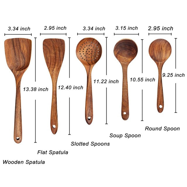 Teak natural wood tableware spoon - hari kitch