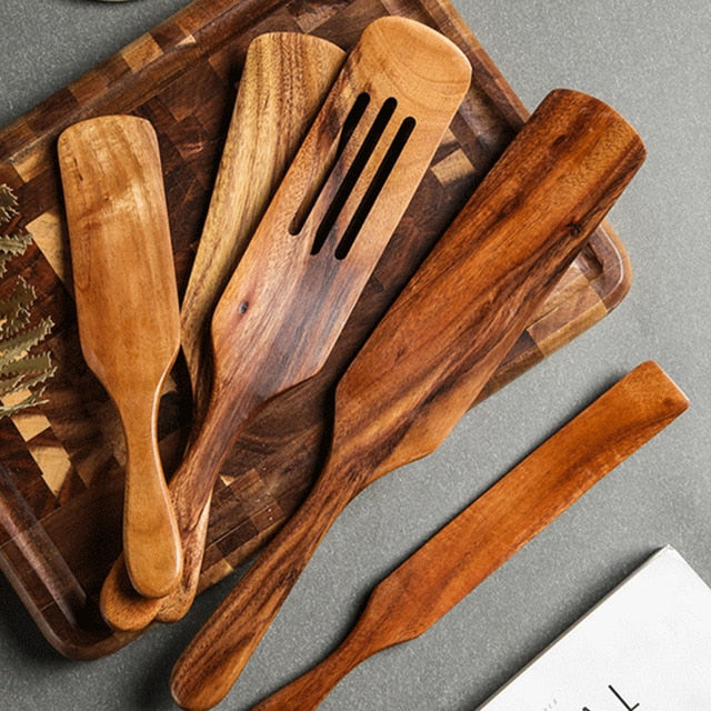 Teak natural wood tableware spoon - hari kitch