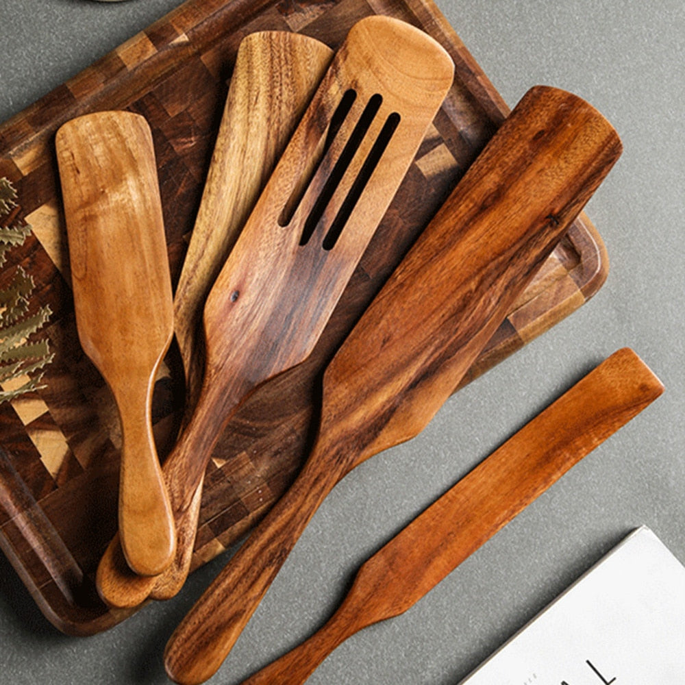Teak natural wood tableware spoon - hari kitch
