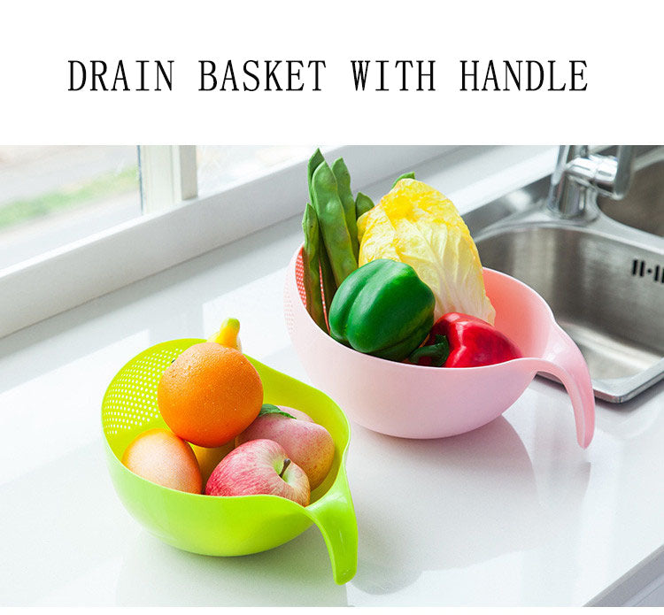 Silicone Colander Drain Basket With Handle - hari kitch