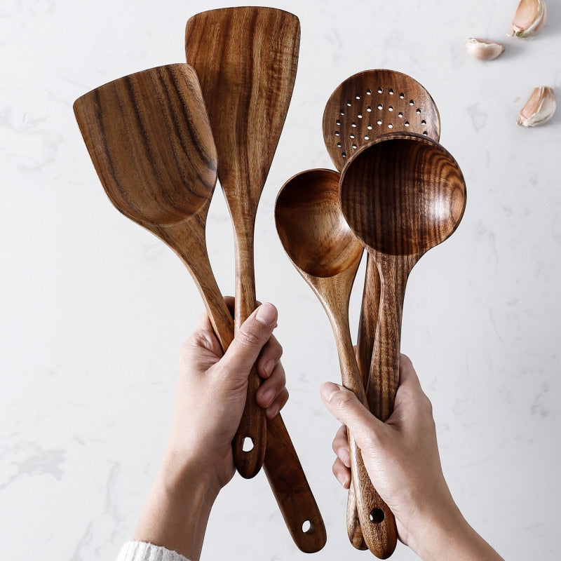 Teak natural wood tableware spoon - hari kitch