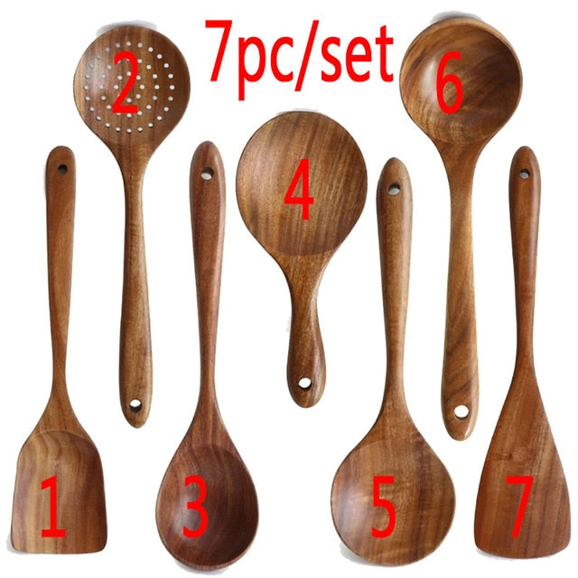 Teak natural wood tableware spoon - hari kitch
