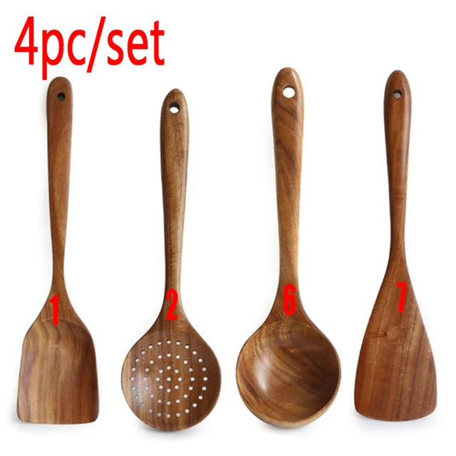 Teak natural wood tableware spoon - hari kitch