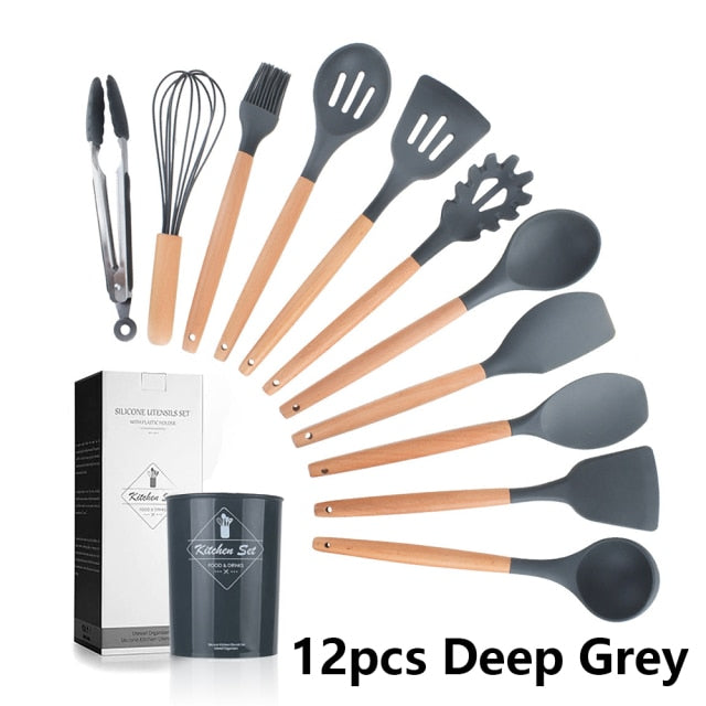 Silicone Cooking Utensils Set for Kitchen - hari kitch