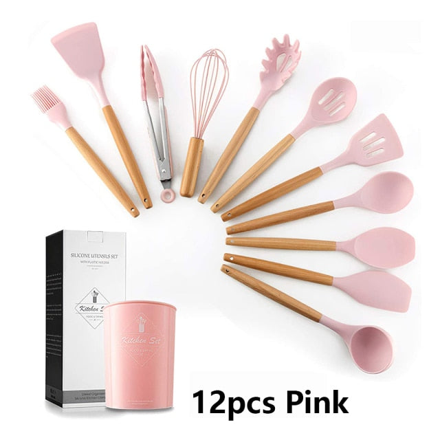 Silicone Cooking Utensils Set for Kitchen - hari kitch