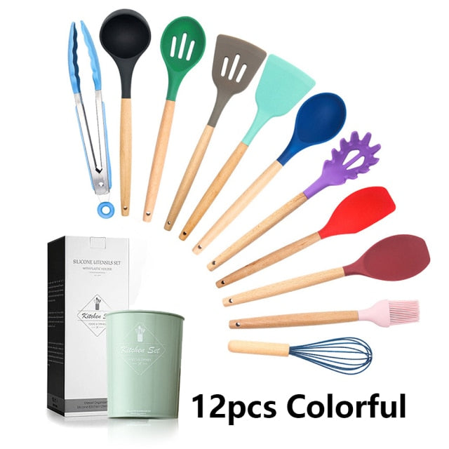 Silicone Cooking Utensils Set for Kitchen - hari kitch
